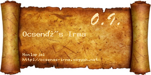 Ocsenás Irma névjegykártya